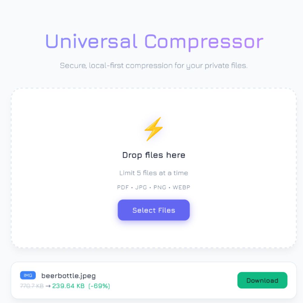 Universal Local Compressor – Private PDF & Image Optimizer (Runs 100% in Your Browser) - Image 4
